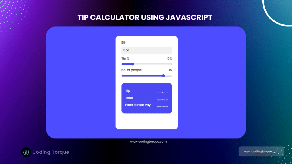 tip calculator using javascript with source code