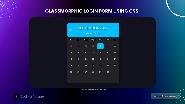 custom calendar using html css and javascript with source code