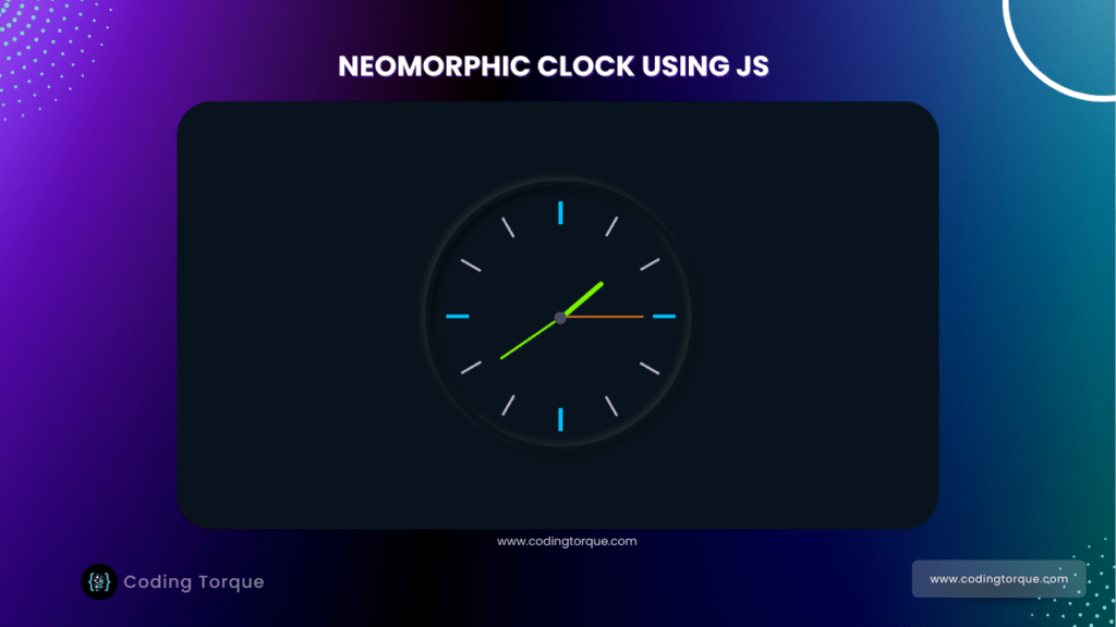 neomorphic analog clock using javascript with source code