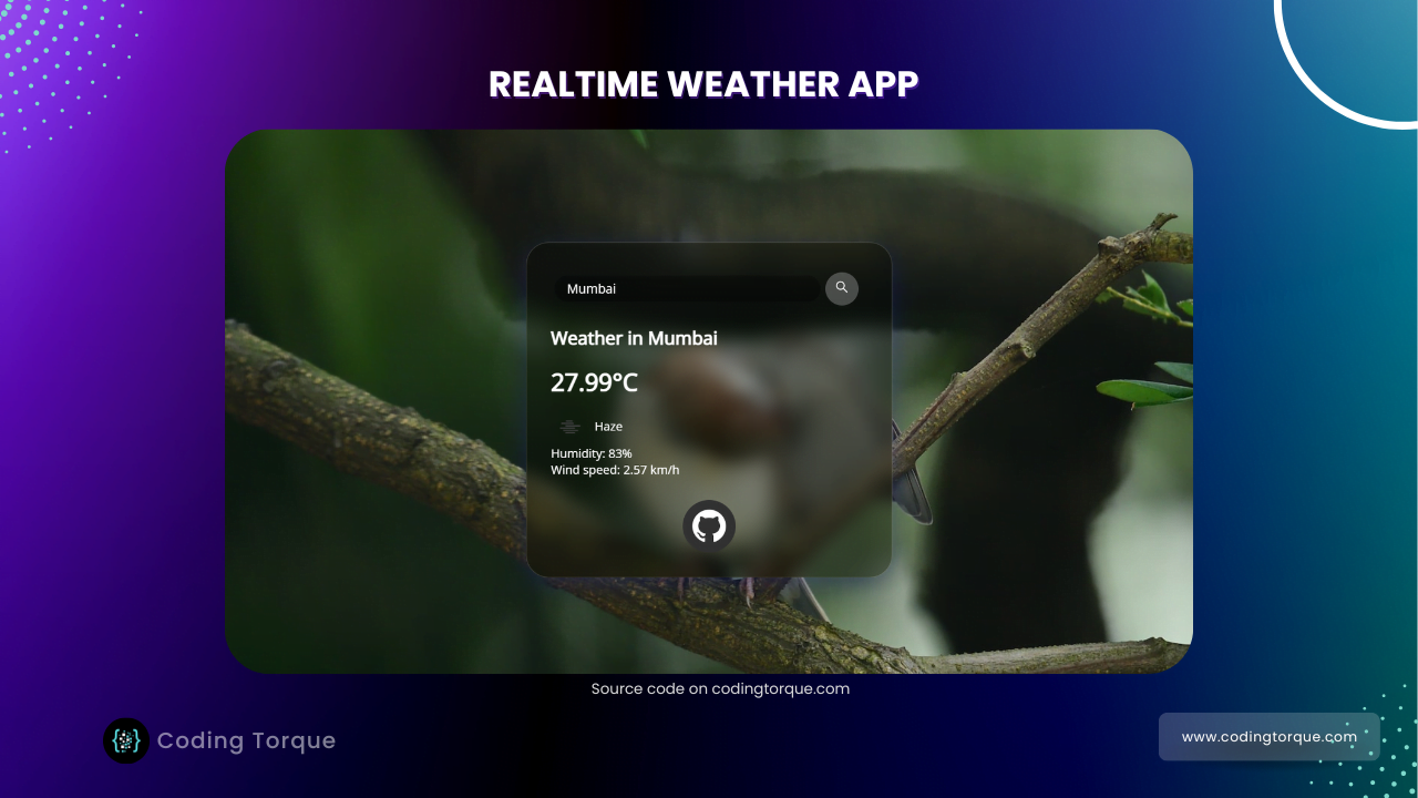realtime weather app using javascript with source code