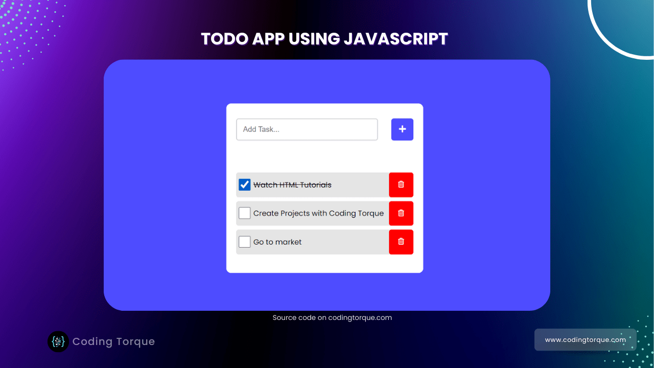 todo app using javascript with source code
