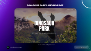 dinasour park landing page using html css and javascript with source code