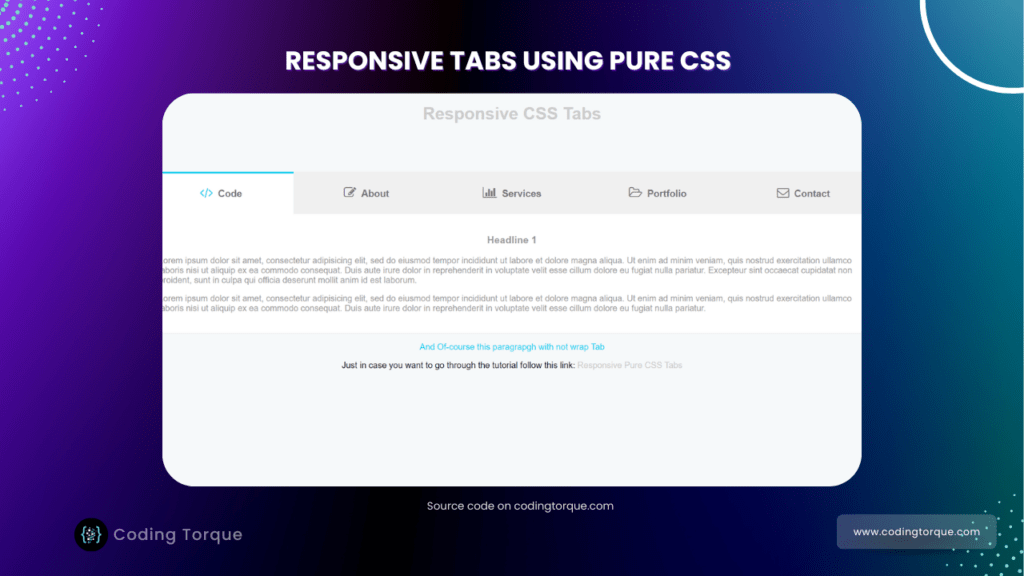 responsive tabs using pure css with source code
