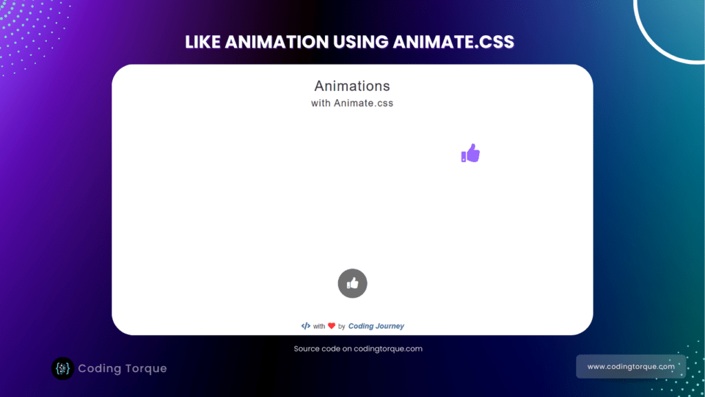 like animation using html css and js with source code