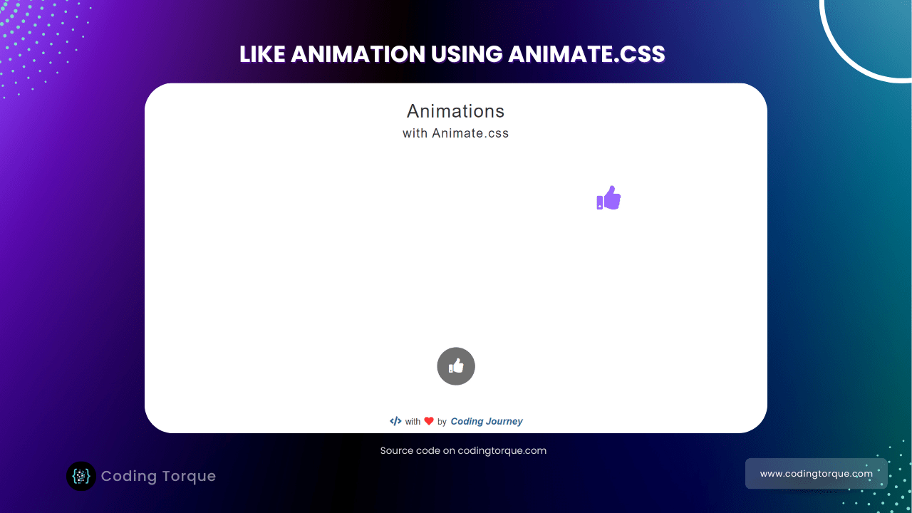 like animation using html css and js with source code