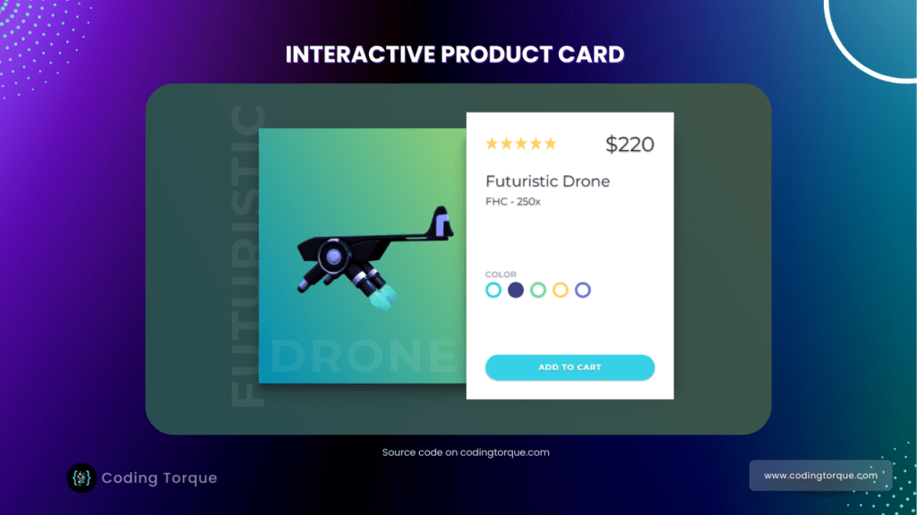 interactive product card using javascript with source code