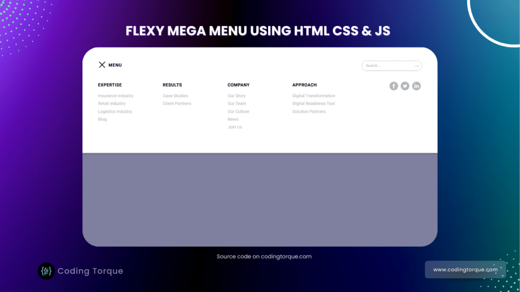 flexy mega menu using javascript with source code