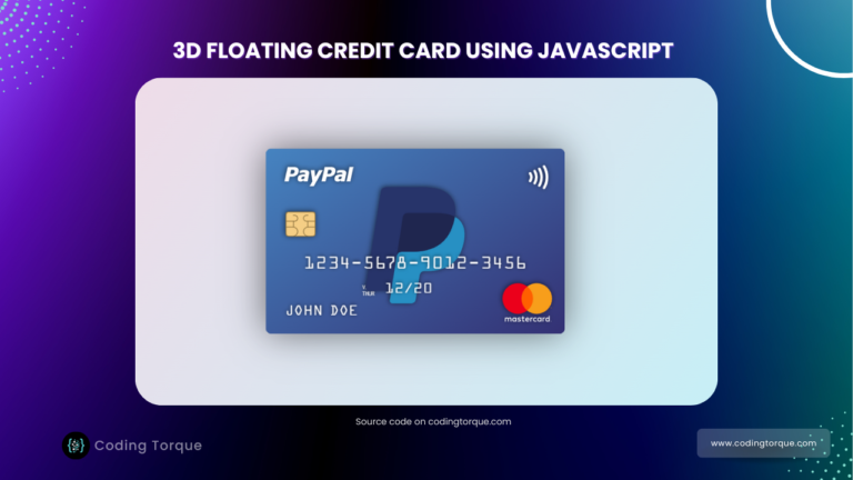 3d floating card using javascript with source code