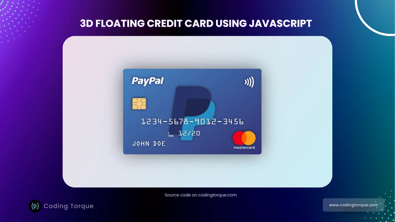 3d floating card using javascript with source code