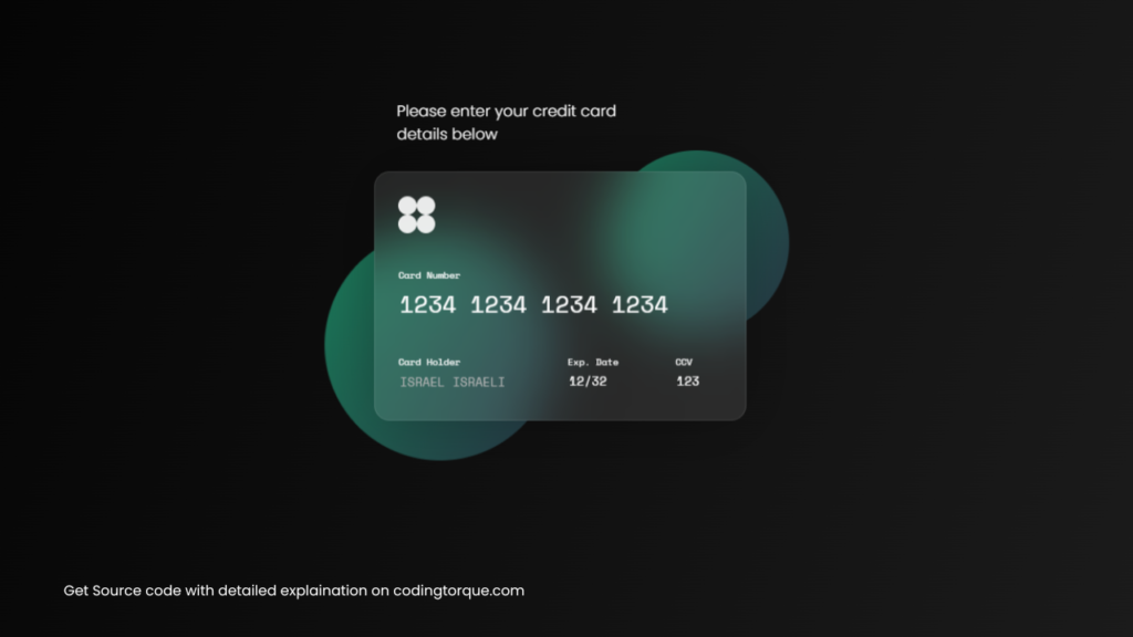 credit card design using javascript with source code