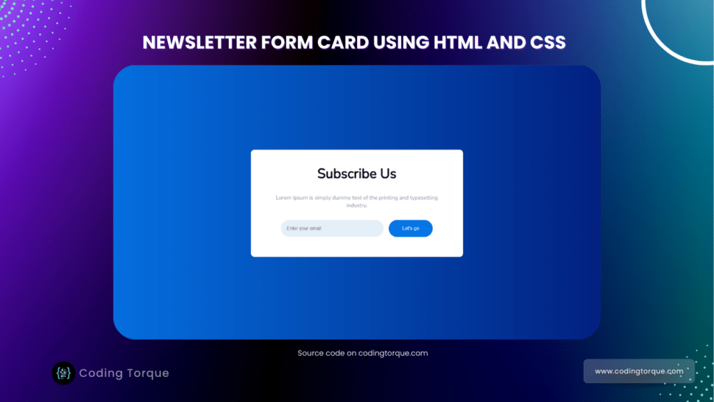 newsletter form using html and css with source code