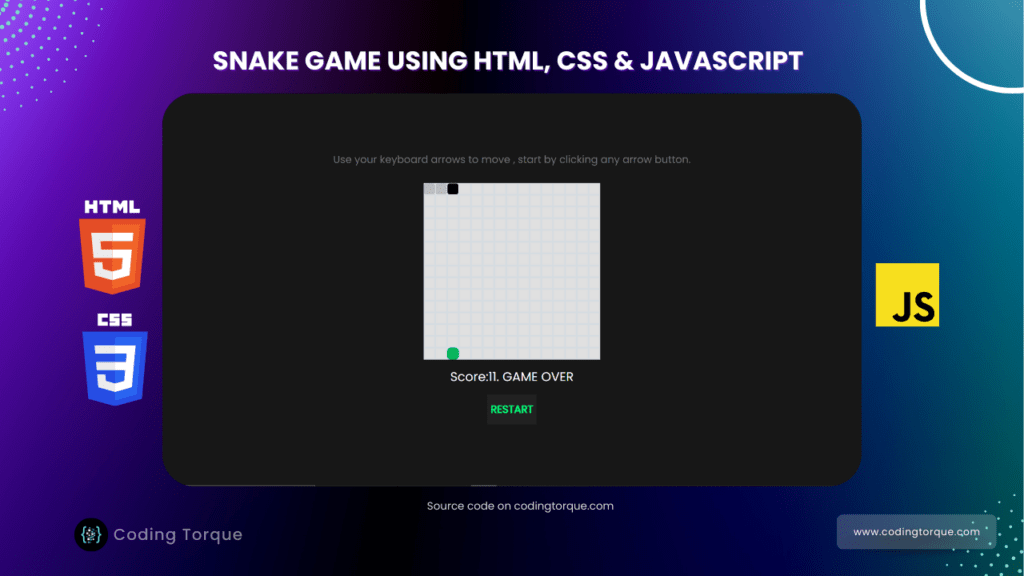 Snake Game using JavaScript with source code