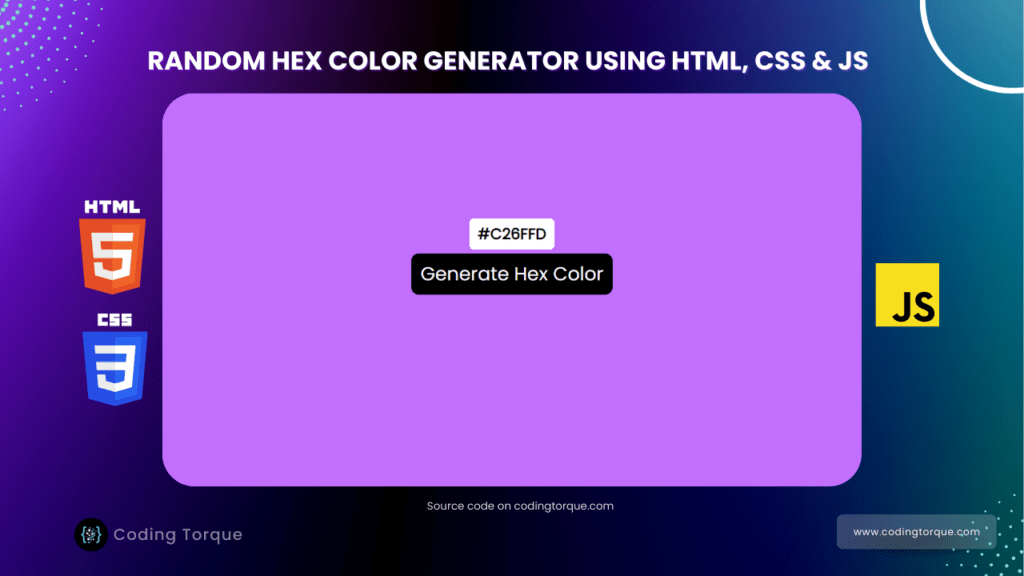 random hex color generator using javascript with source code