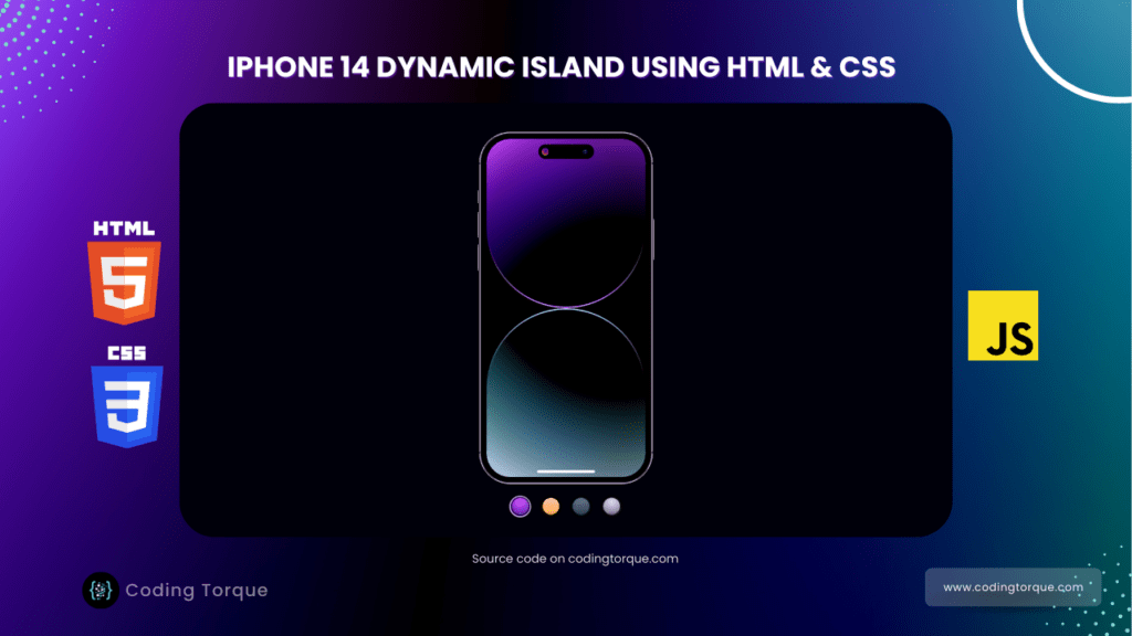iphone 14 dynamic island animation using html and css with source code