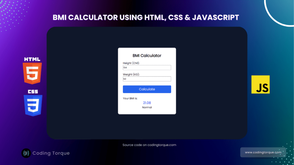 bmi calculator using javascript with source code