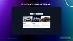 filter cards using javascript with source code