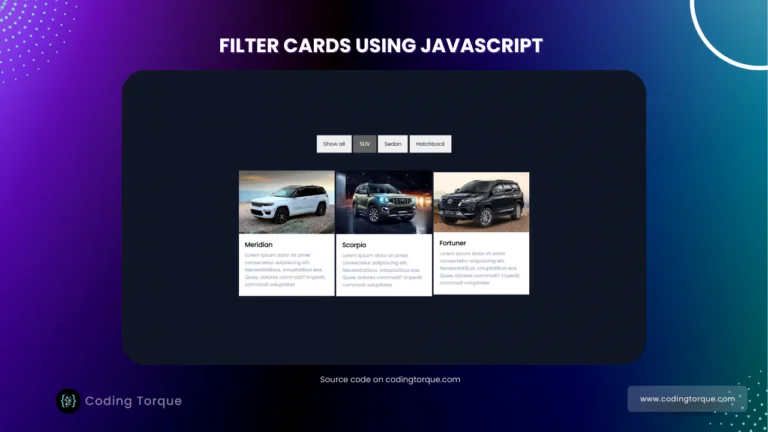 filter cards using javascript with source code