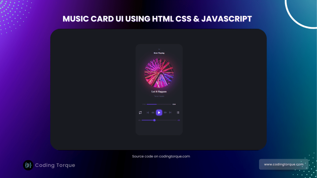 music ui card using css with source code