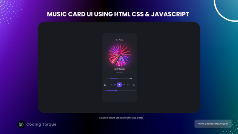 music ui card using css with source code