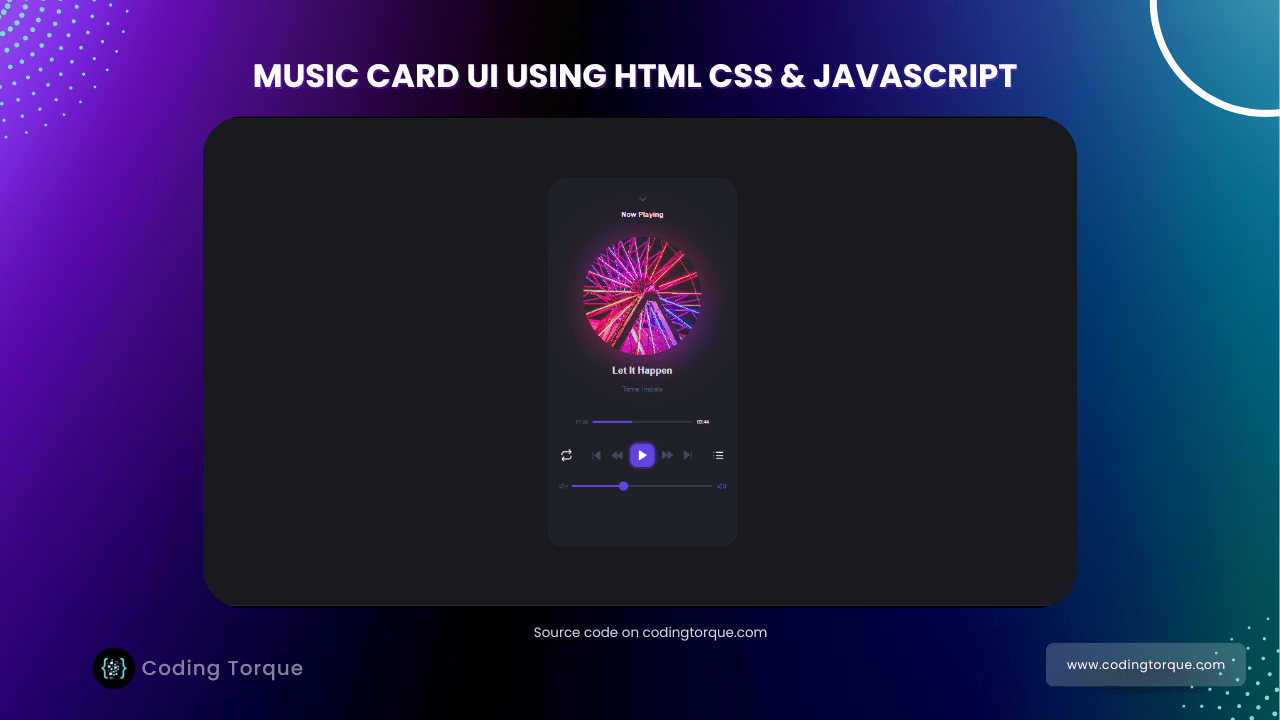 music ui card using css with source code