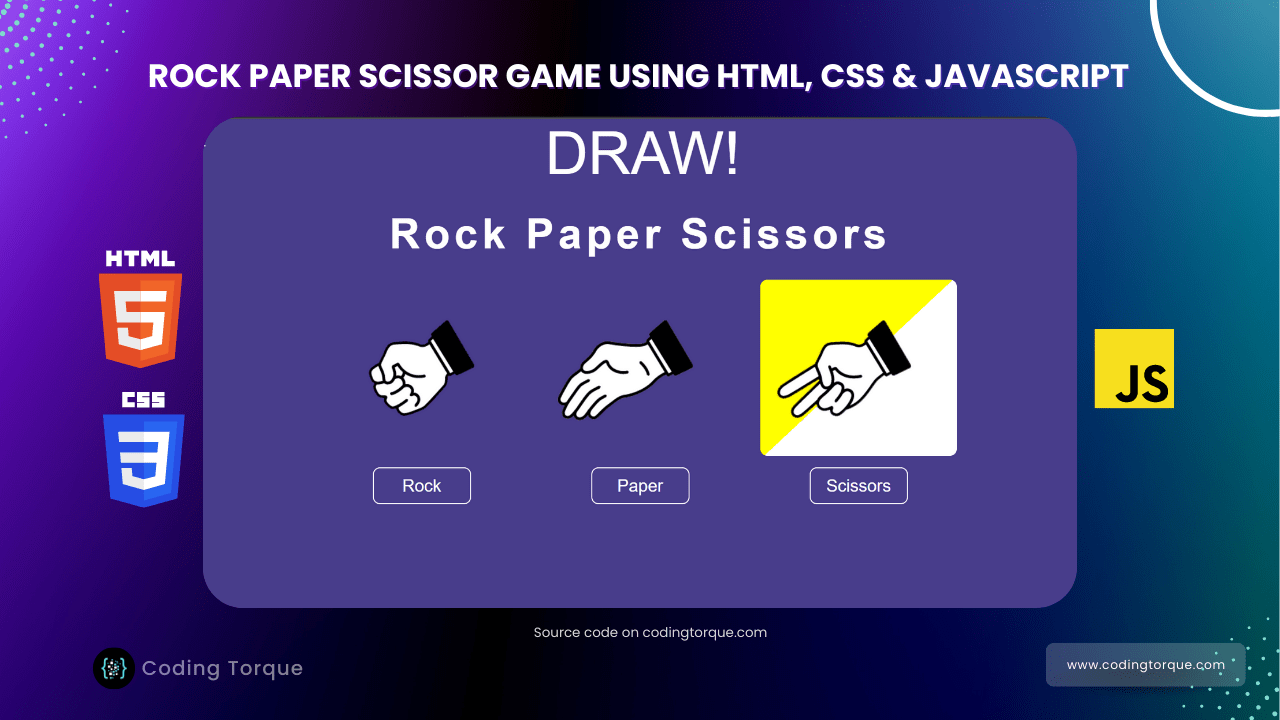 rock paper scissor using javascript with source code