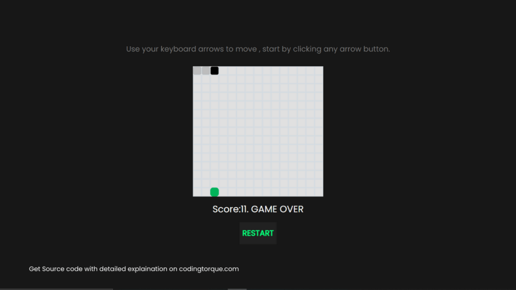 Snake Game using JavaScript with source code