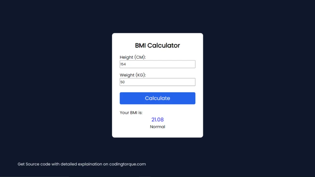 BMI calculator using javascript with source code