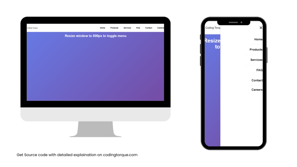 responsive navbar using javascript with source code