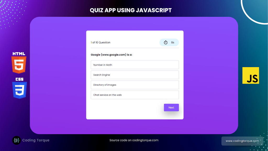 Quiz App Using Html Css And Javascript Source Code Coding Torque ...