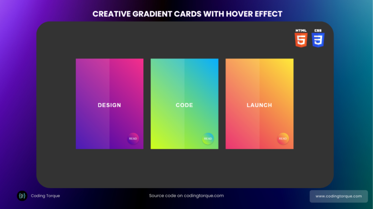 creative gradient cards using html and css with hover effect