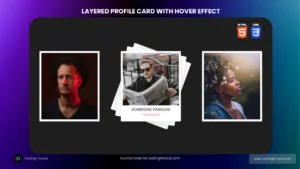 layered profile card with hover effect using html and css
