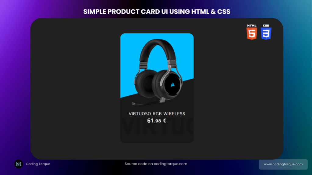 product card UI using HTML and CSS