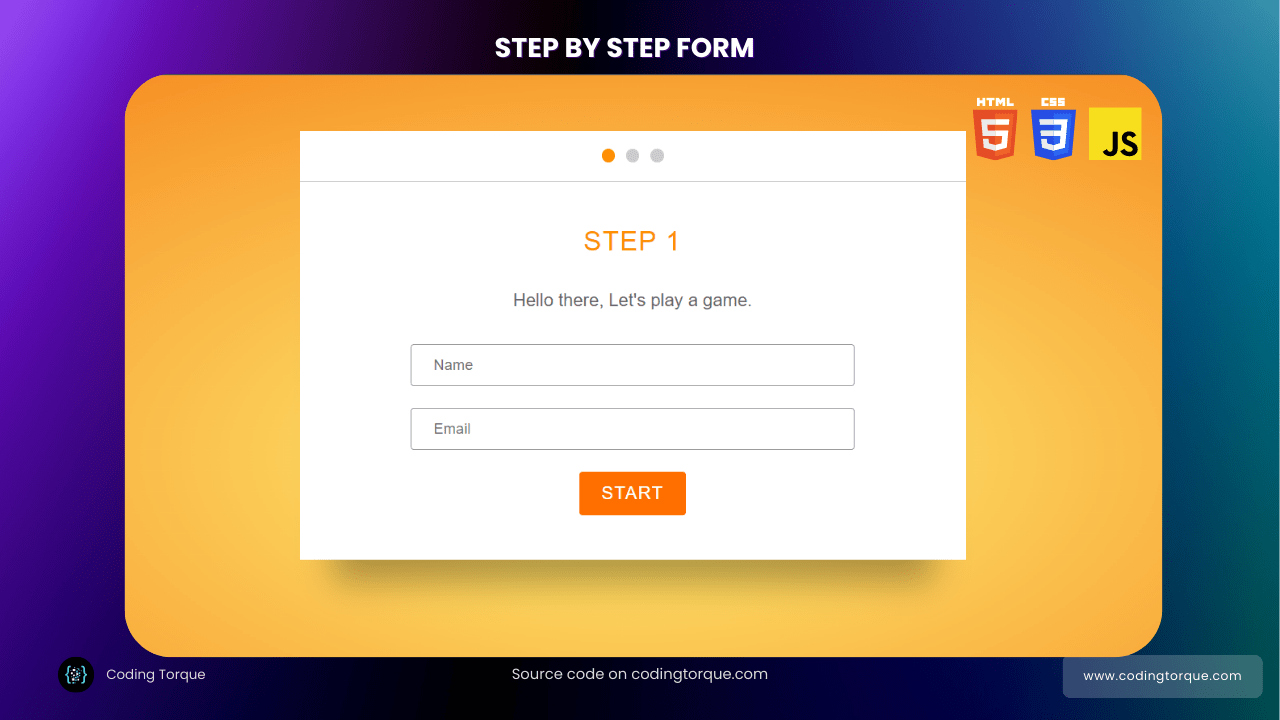 Step by step form validation using HTML, CSS and JavaScript