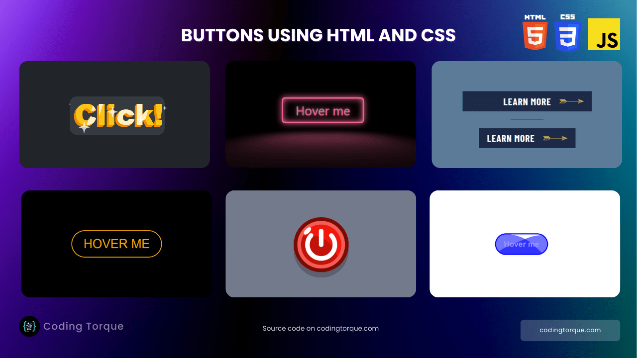 buttons using html and css with source code