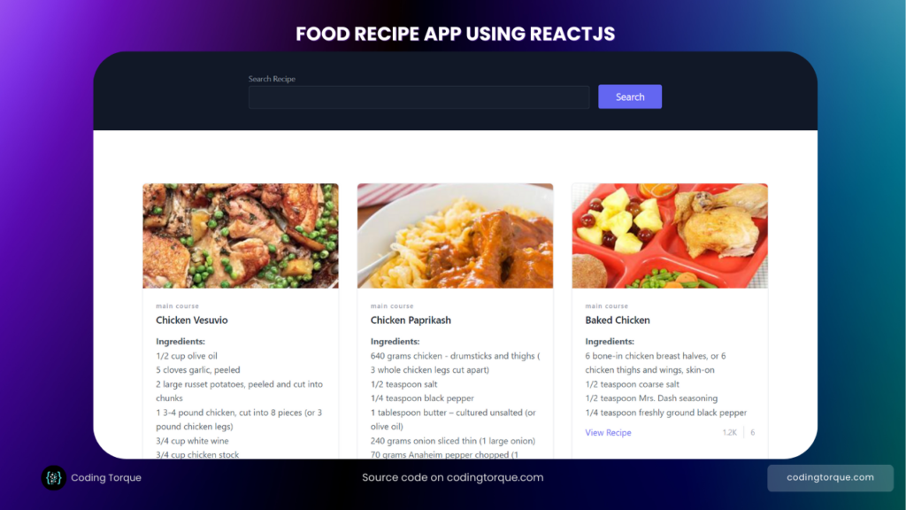 food recipe app using reactjs