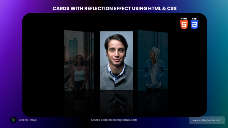 cards with reflection effect using html and css