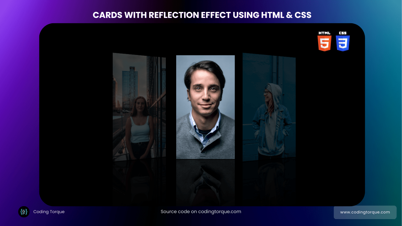 cards with reflection effect using html and css