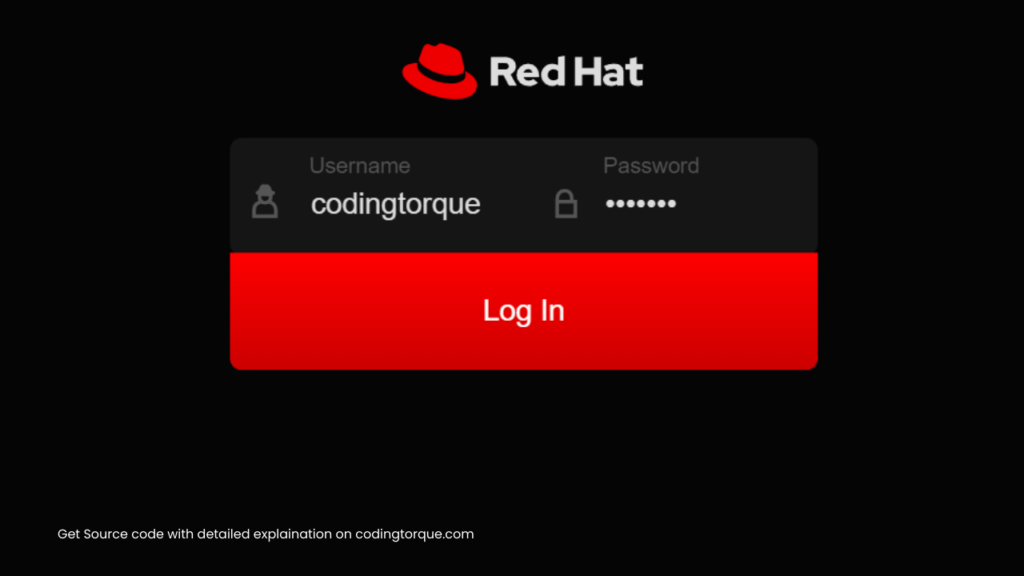 redhat login form using html and css