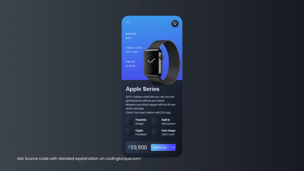 smartwatch product card using html and css