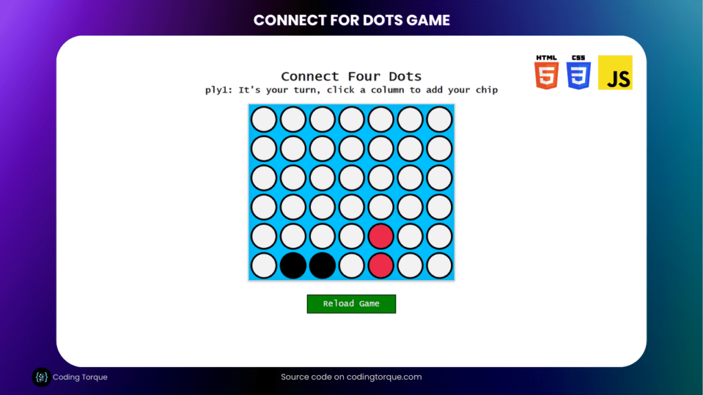 connect four dots game using javascript