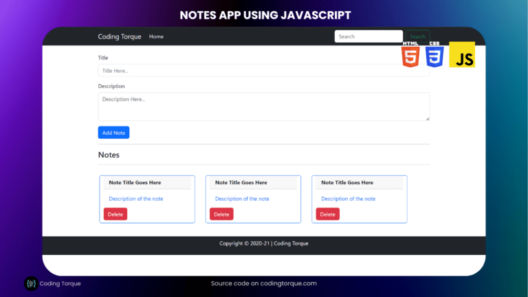notes app using javascript