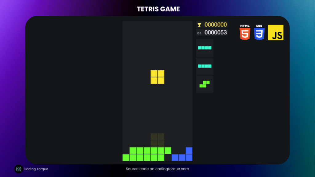 tetris game using vanilla javascript