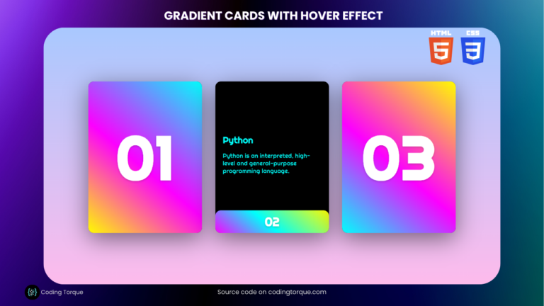 Gradient Cards with hover effect using HTML & CSS