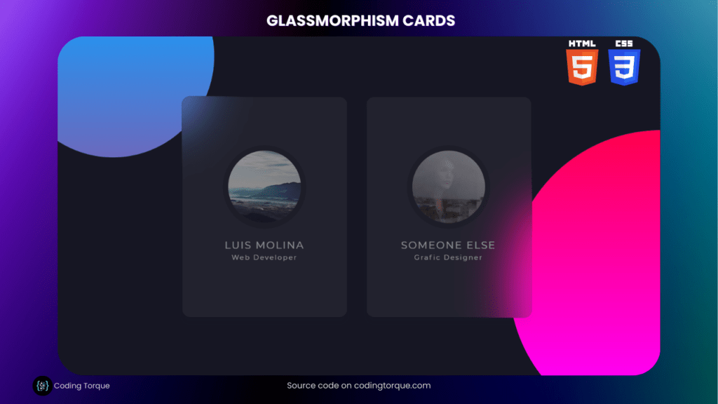 CSS Glassmorphism Cards with Hover Effects