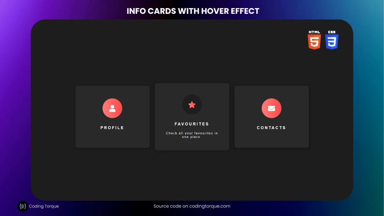 cards with hover effect using html and css