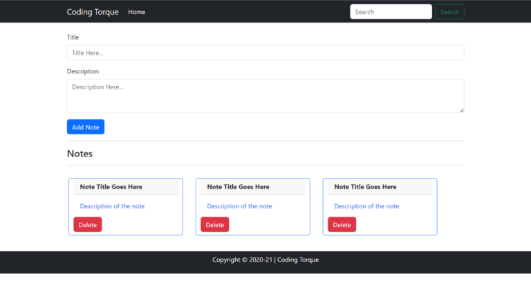 Notes Taking App using JavaScript » Coding Torque