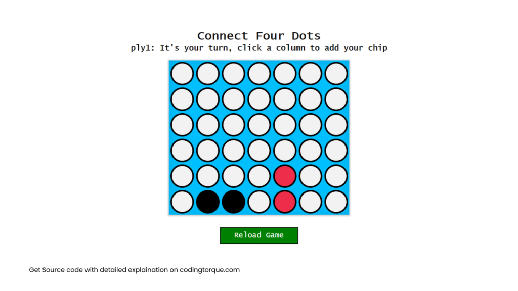 connect four dots game using javascript