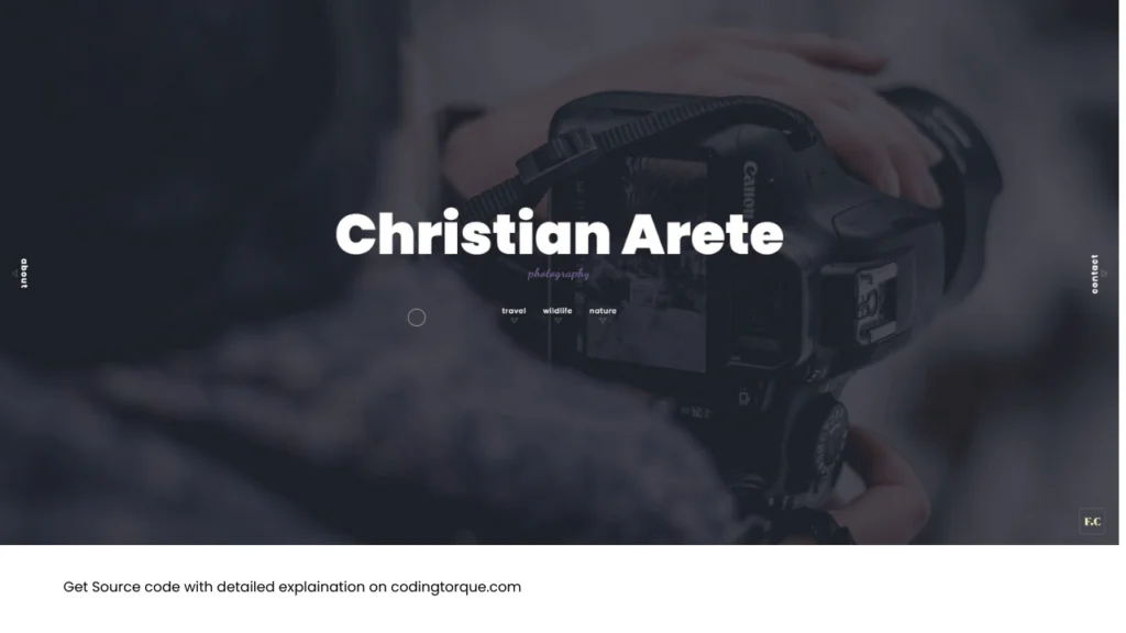 photography landing page using javascript