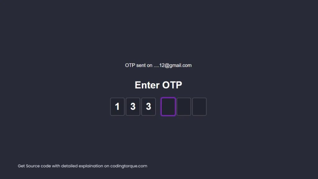 OTP input field form using html css and javascript
