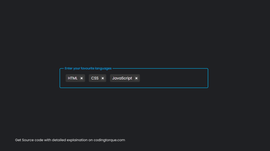 tags input box using html css and javascript